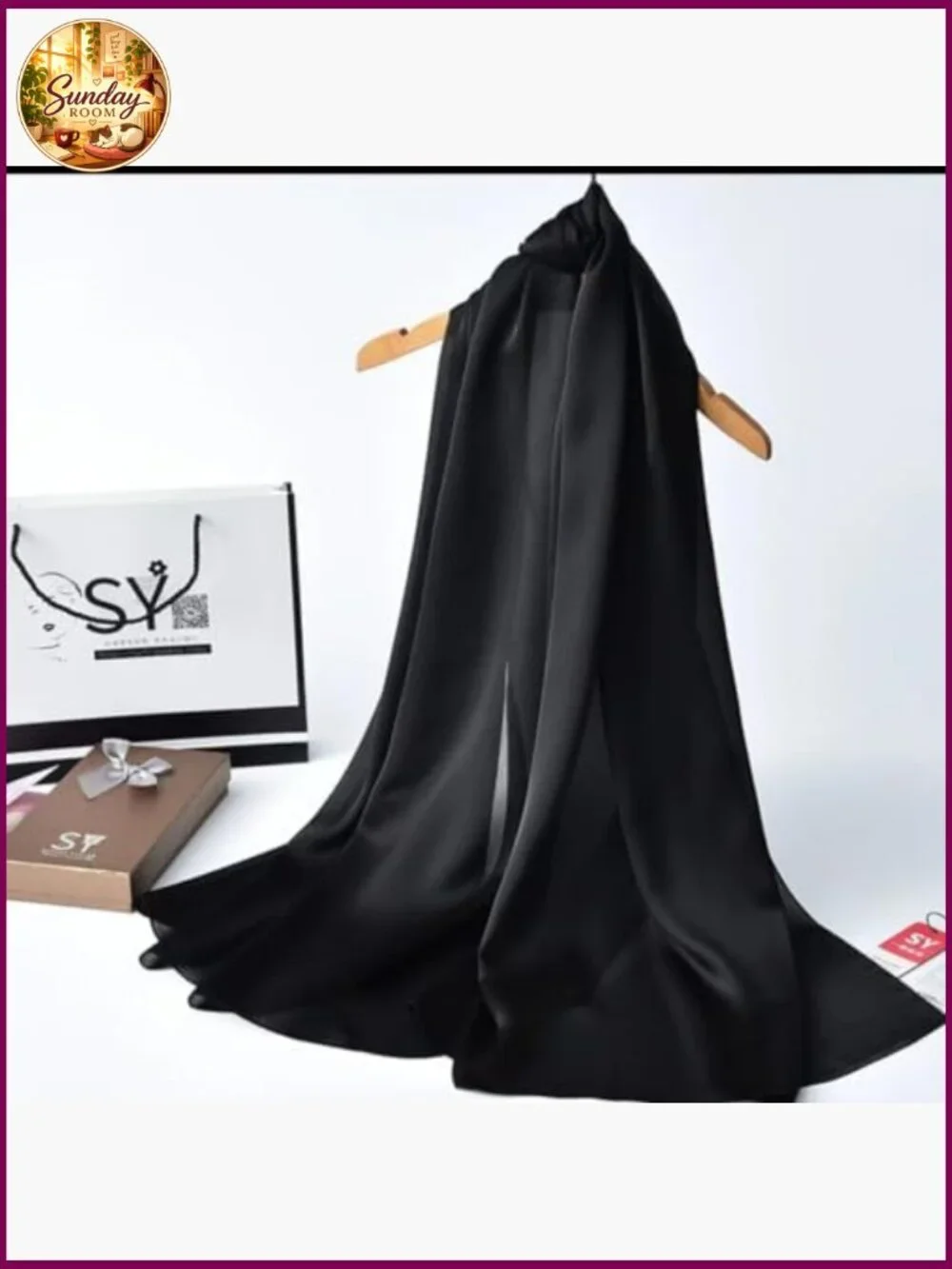 100% Silk Long Oblong Scarf Shawl Wrap Gift Packed